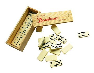 domino in wooden box