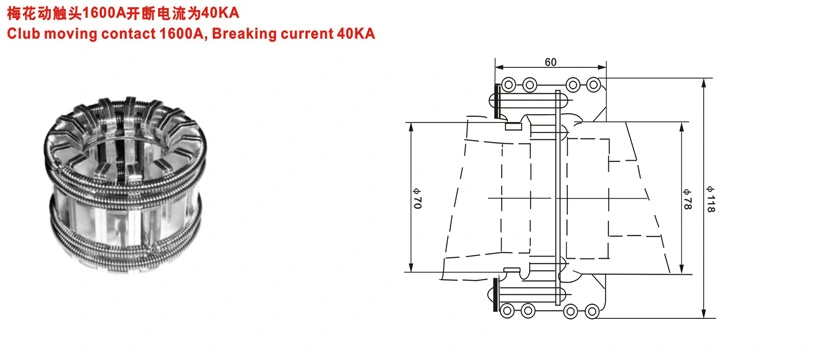 Club Moving Contact 1600A, Breaking Current 40ka