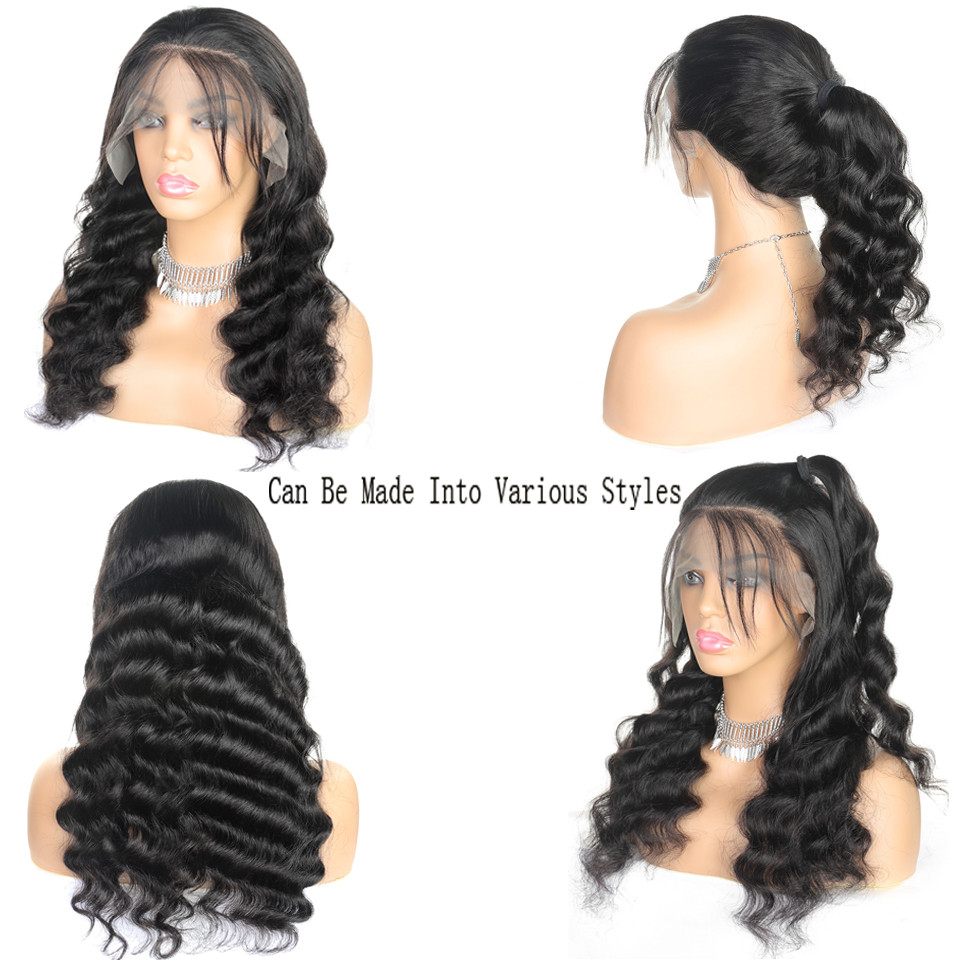Lsy Brazilian Hair Wig 150% Density Loose Deep Wave 13x4 Lace Front wig Human Hair, Half Hand Tied Loose Wave Wig With Baby Hair