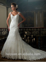 hot slee strap backless lace crystal appliques for wedding dresses