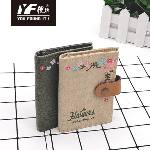 Embroidery flower style canvas card holder