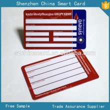 factory standard size plastic name card with signature panel on both sides