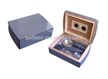 High Gloss Carbon Fiber Cigar Humidor Gift Set