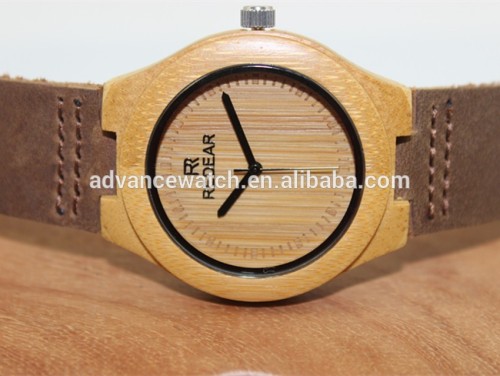 2016 wood watch leather strap watch,custom bamboo watch