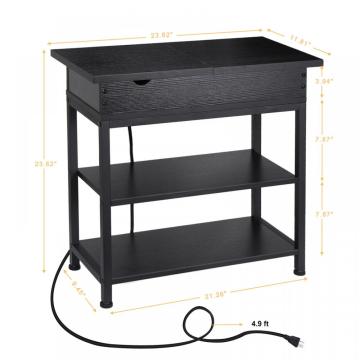 Table de chevet de chevet de chambre noire avec ports de chargement