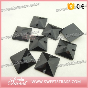 8X8mm dull black flat back sew-on decorative glass stones for vase