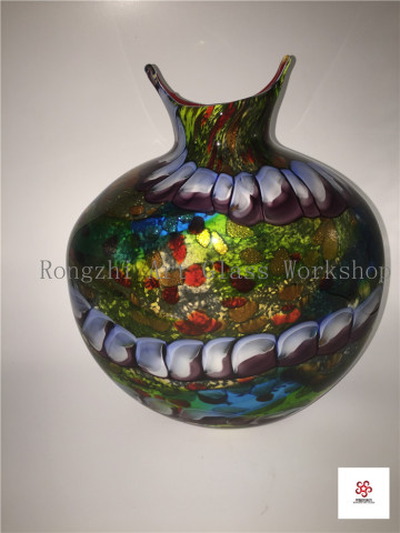 Colorful Blown Vase Glass Sculpture