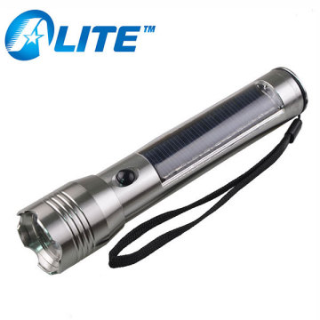 USB Rechargeable Solar Power LED Light Aluminum Torch