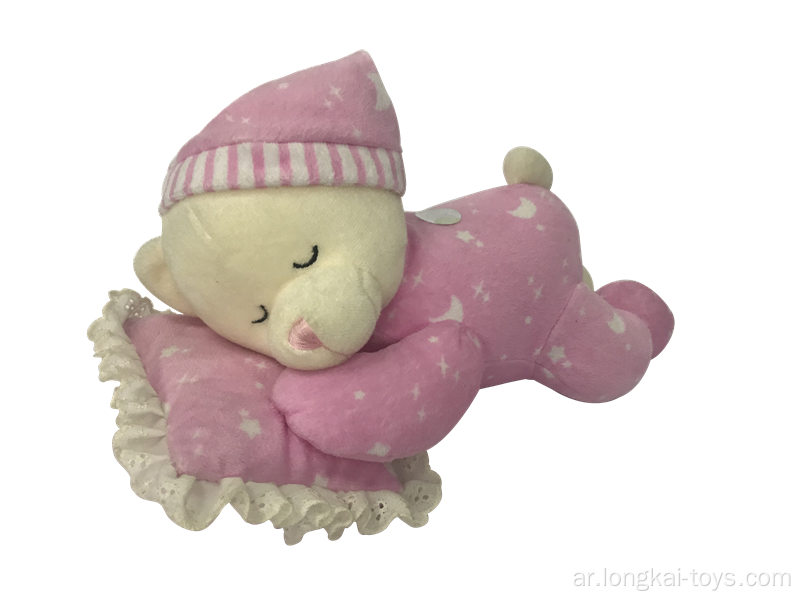 الدب القطيفة النوم على الوسائد الوردي