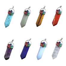 Gemstone Sword Shape 7 Chakra Stone Pendant Natural Stone Seven Chakra Healing Charm Pendant for Making Jewelry