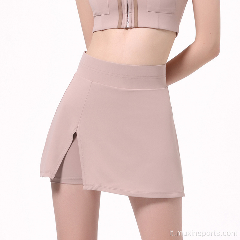 Due pezzi Donne Sport Short Short Skirt Nude Feel