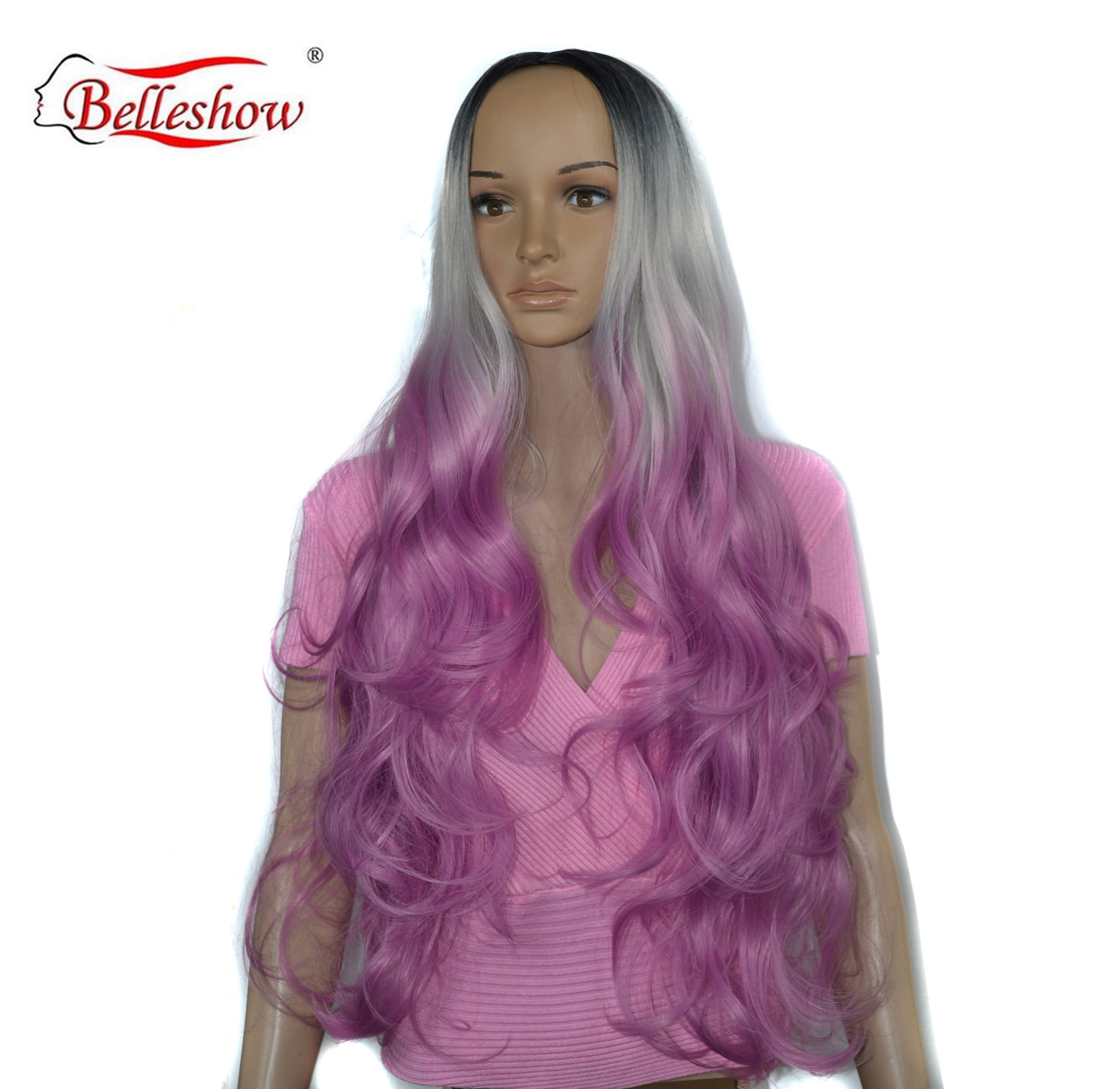 Hot sell colored animation wig head set COSPLAY wig head set long curly hair split wig head set