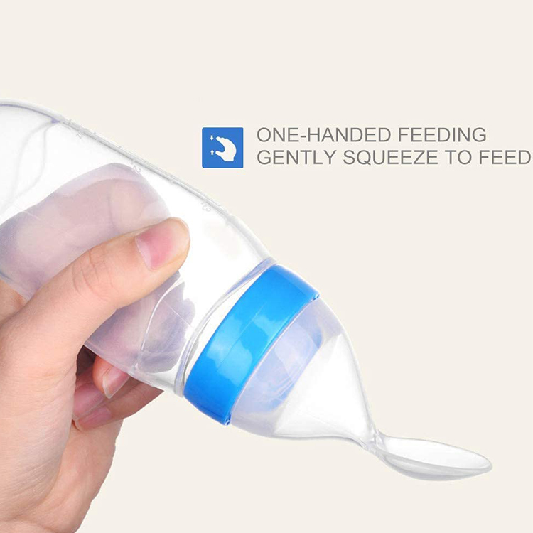 Baby Squeeze Spoon Feeder Food Baby Bottle Feeder Spoon Silicone Baby Bottle Spoon Feeder