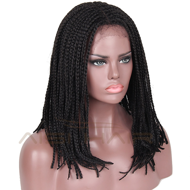 Aisi Hair Vendor Cheap Wholesale Glueless Afro Twist Box Braided Lace Frontal Wigs Synthetic Hair For Black Women Lace Front Wig