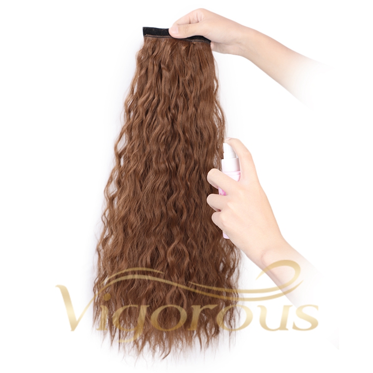 Vigorous Hot Selling High Quality Fiber Wrap Long Ponytail Curly Synthetic Hair Extensions Messy Braid Black