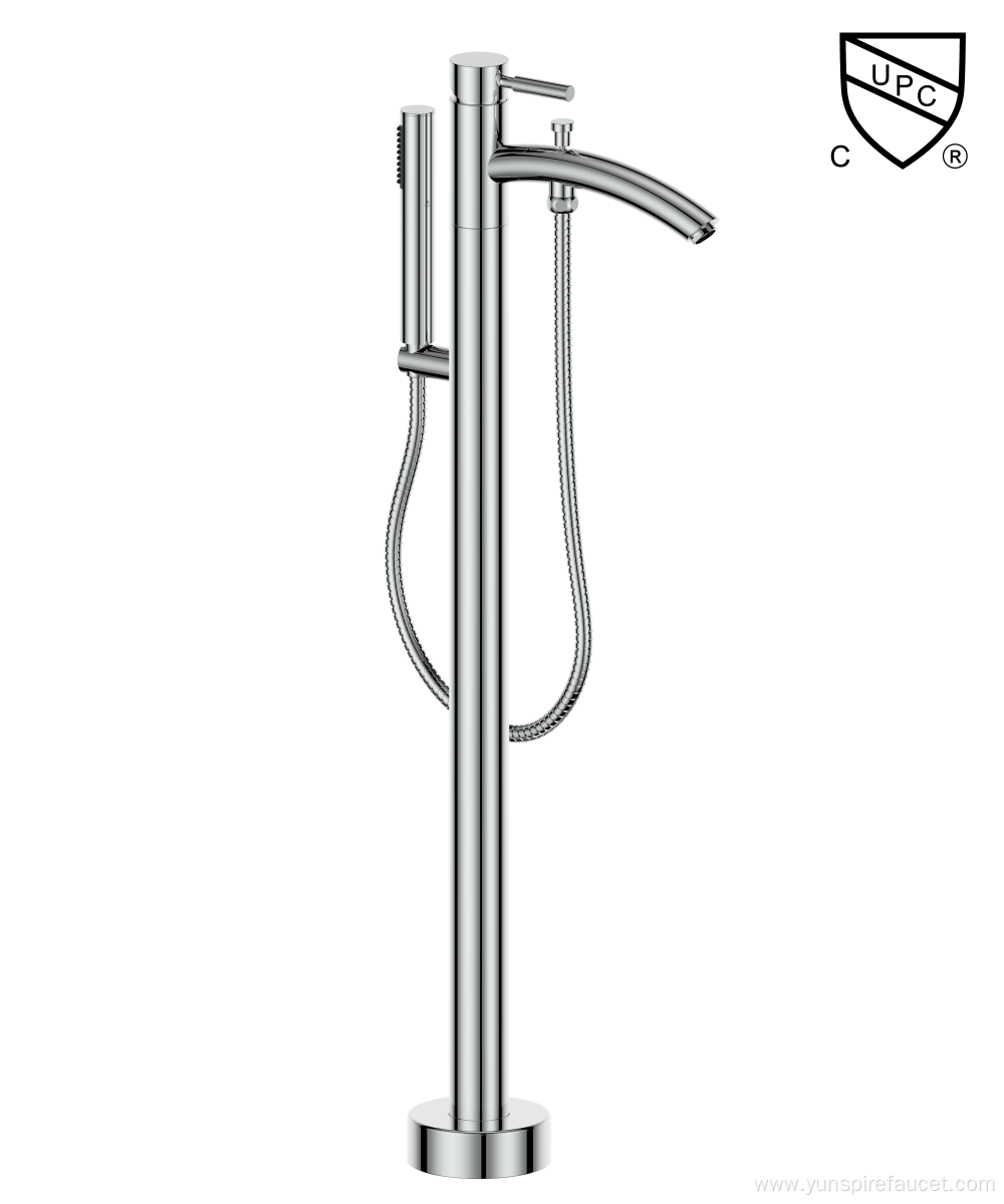 Round Free Standing Tub Filler with Shower Set