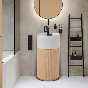 Colorful Acrylic Designer Pedestal Sink in Artificial Stones Solid Surface