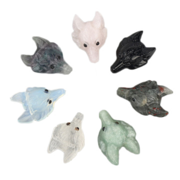 Natural Wolf Head Rose Quartz Amethyst Crystal Pendant