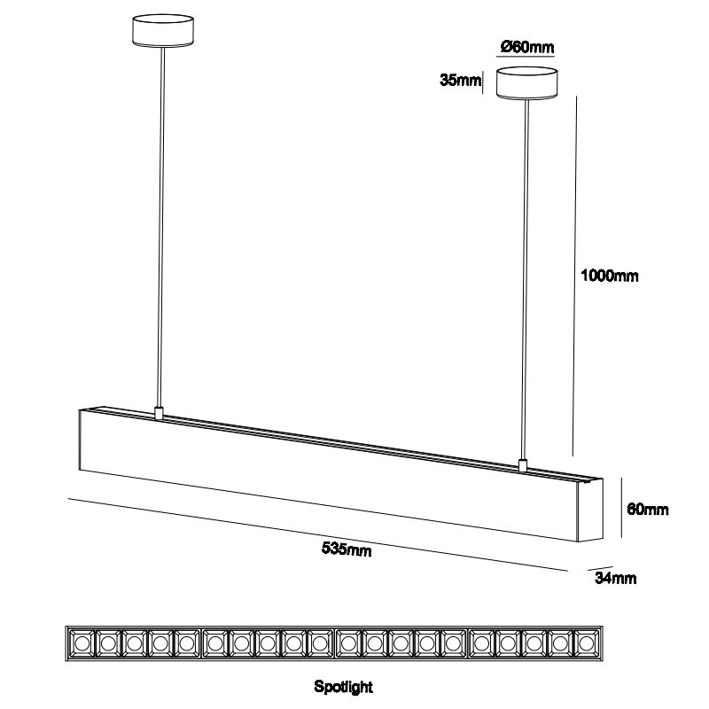 3 Years Warranty LED Linear Pendant Light