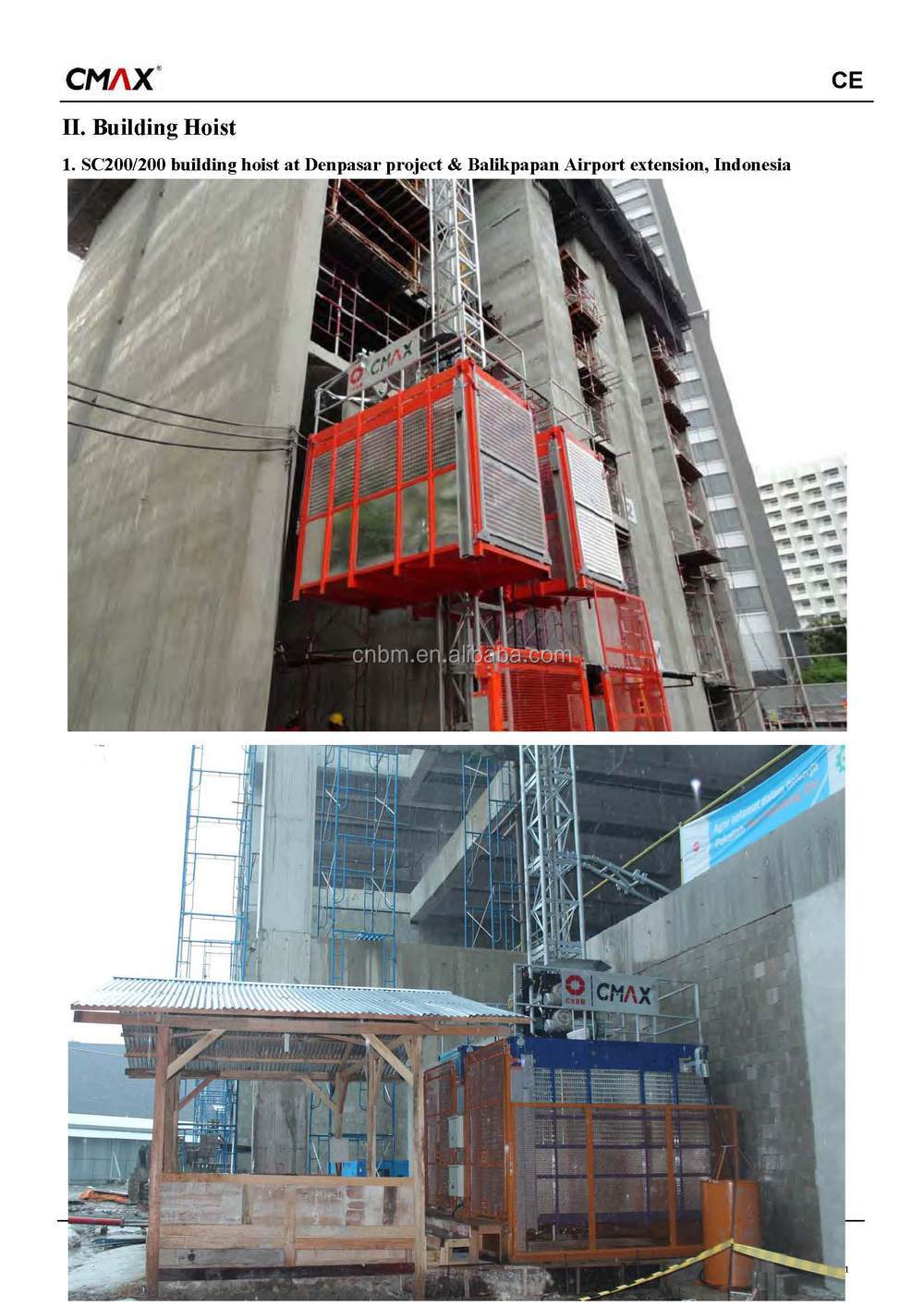 SC200 single cage elevator construction price with CE certificate