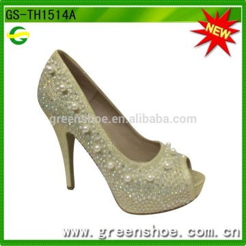 ladies high heel peep toe rhinestones wedding shoes