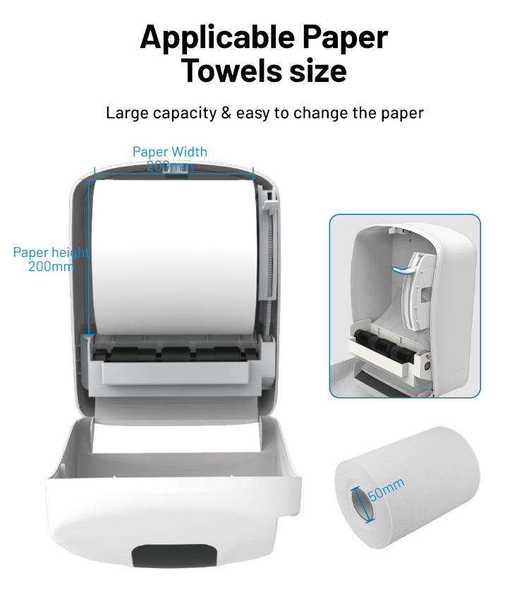 FQ-003 White Plastic Wall Mount Roll Paper Towel Dispenser