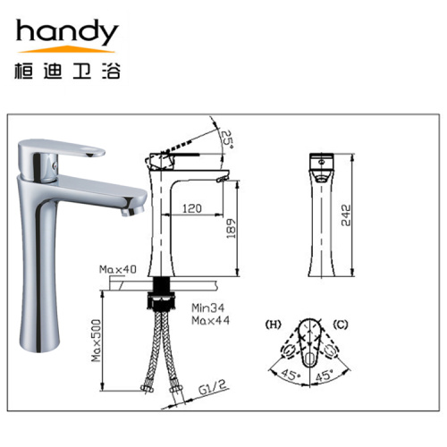 Grifos monomando de lavabo de un solo orificio para fregadero de recipiente