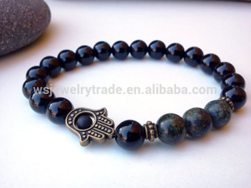 Natural Black Agate Fatima's hand Agate Bracelet