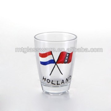 The national flag style color decal shot glass souvenir