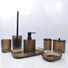Amber Rippled Glass Bathroom Accessory Set