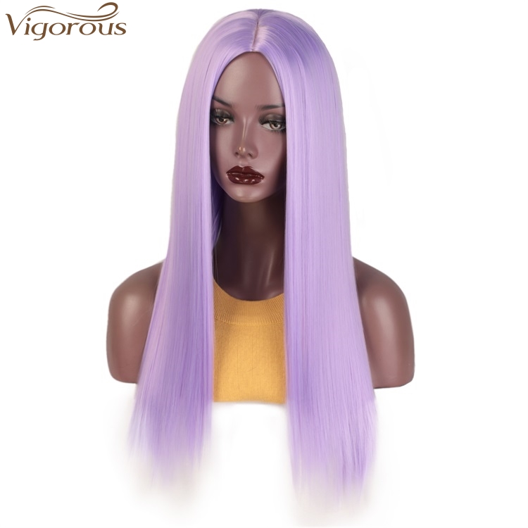 Vigorous Cosplay Party Wigs Long Straight Wigs Synthetic Purple Color Women's Wig Middle Part Hair Wholesale Price