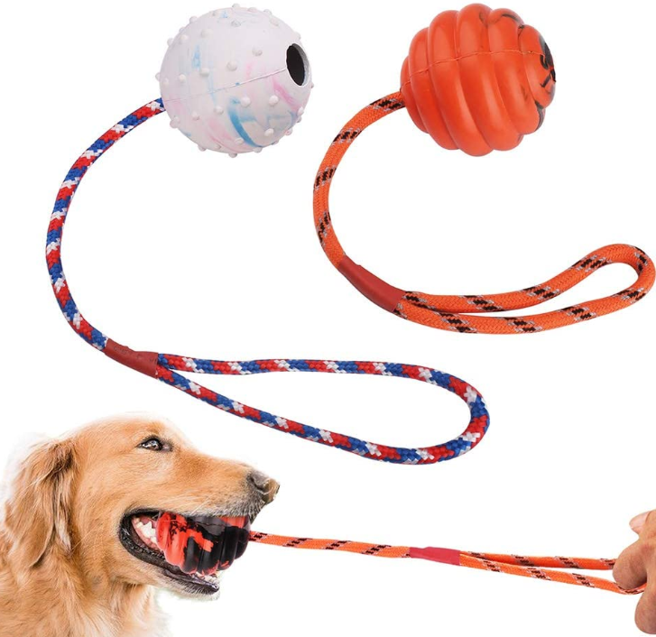 2 Pcs Dog Training Ball On Rope