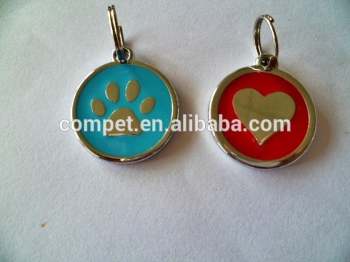 Round pet paw dog tags heart tags for dogs