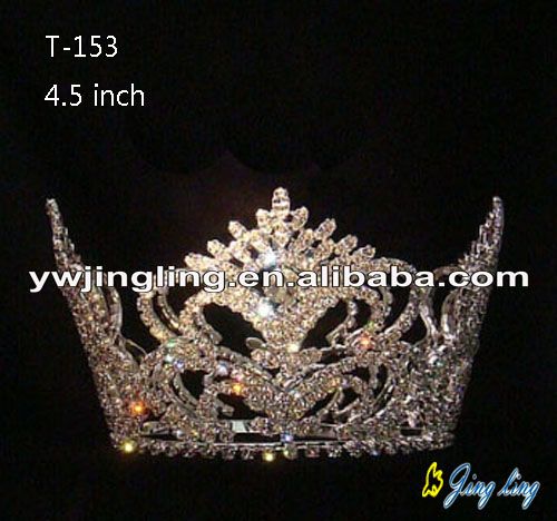 Gold Plated Rhinestone Full Round Pageant Crowns