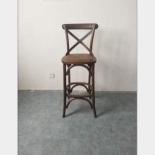 Top Quality X Cross Back Wooden High Bar Chair