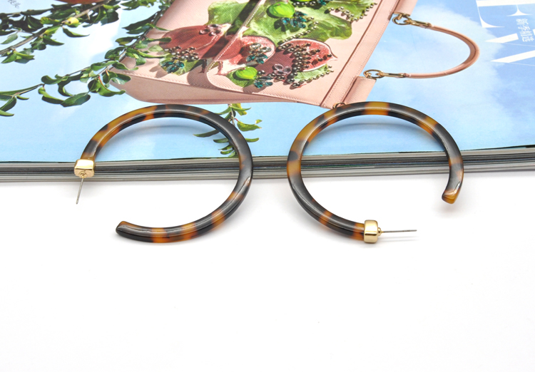 Custom fashion big size ear ring for women tortoiseshell large hoop earrings