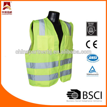 Knit 100% polyester reflectorized vest