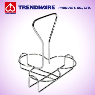 3 Cricular Slots Wire Condiment Cruet Set Rack Holder
