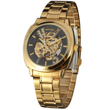 golden mechanical watch wholesale with diamond master dial
