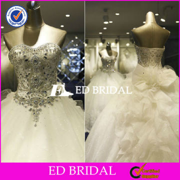 2794 Latest Design Stunning Lace Up Back Ball Gown Wedding Dress Rhinestone Appliques