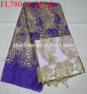 African lace fabric/ organza lace/ cord lace/ guipure lace/ frech lace / cord lace FL780 purple