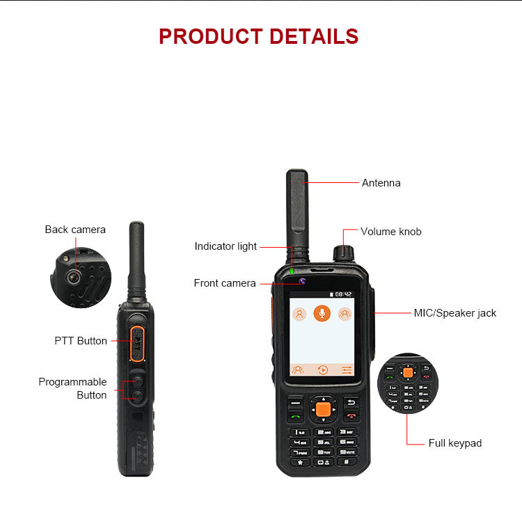 Ecome ET-A87 4G Complement LTE POC Radio GPS Zello 500km WiFi Android Walkie Talkie