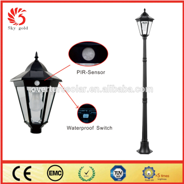 Energy saving white led light source european style garden lamp post solar led post light