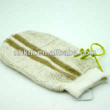 Ramie two straight stripe bath glove scrubber bath mitt