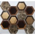 Warna mengkilap dicampur kaca kristal Hexagon mosaik