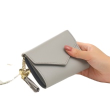 Pink Women's Mini Tassel Pendant Wallet Card Holder Fashion Coin Purse