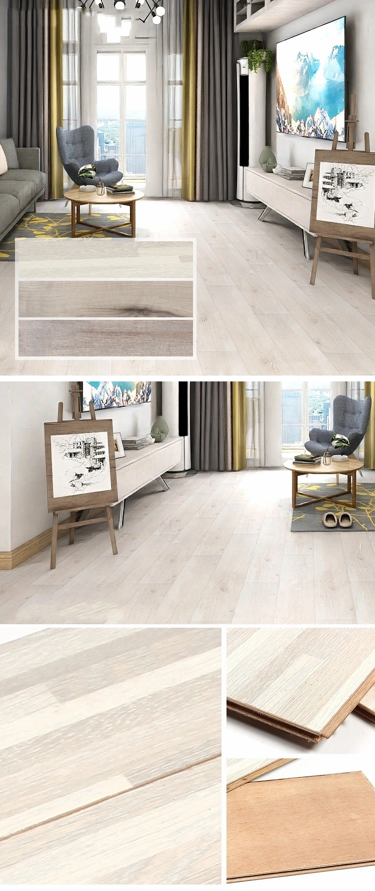 Building Materials Hardwood Spc Composite Decking Laminate Floor Multi-Layer Engineered Oak Solid Wood Marble Tile Parquet Flooring