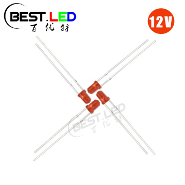 12V 3mm Red LED Built-in Resistor DC