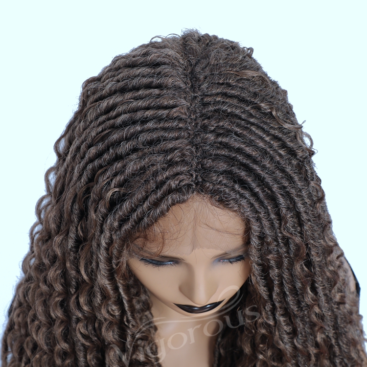 Vigorous straight handmade dreadlocks cheap price braid crochet bohemian hair with curly ombre synthetic braiding hair lace wigs