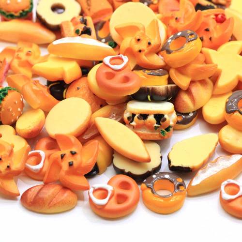 Günstige Großhandel Sweet Bread Dessert Food Shaped Flatback Cabochon 100 Stück / Beutel Harze DIY Toy Decor Perle Kühlschrank Ornamente